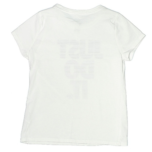 Nike Tee Just Do It Girl's Large White Blue Dri-Fit Athletic Athleisure Active - Picture 2 of 7
